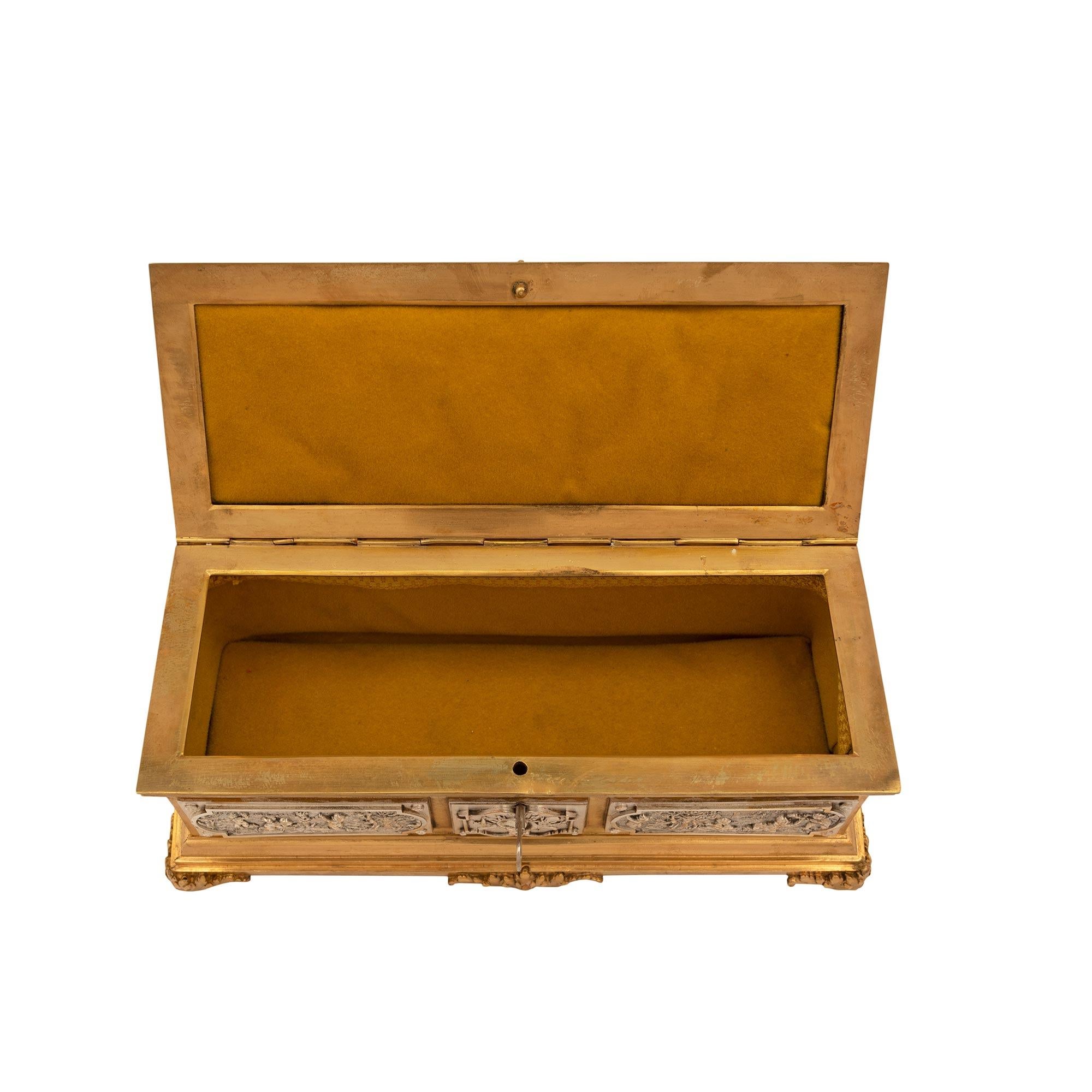 French Mid-19th Century Louis XVI Style Jewelry Box in Ormolu & Silvered Bronze 7