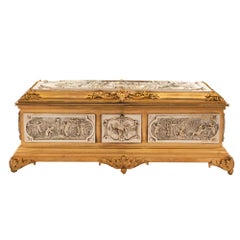 French Mid-19th Century Louis XVI Style Jewelry Box in Ormolu & Silvered Bronze