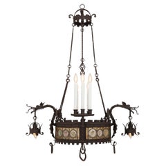 A French mid 19th century Renaissance st. Wrought Iron and Glass chandelier