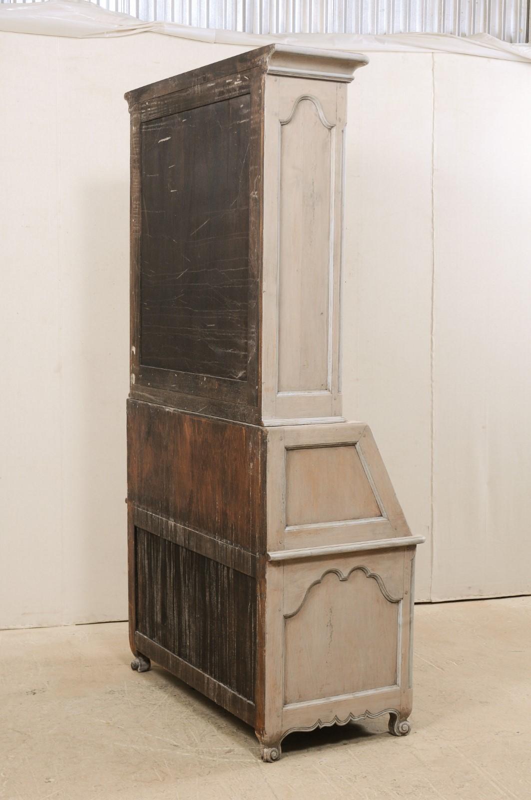 French Mid-20th Century Secretary Curio Cabinet with Drop Front Writing Desk 3