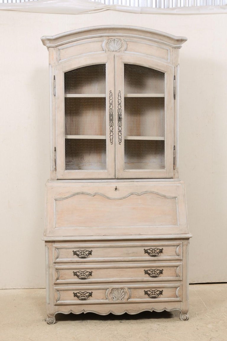 French Mid20th Century Secretary Curio with Drop Front Writing