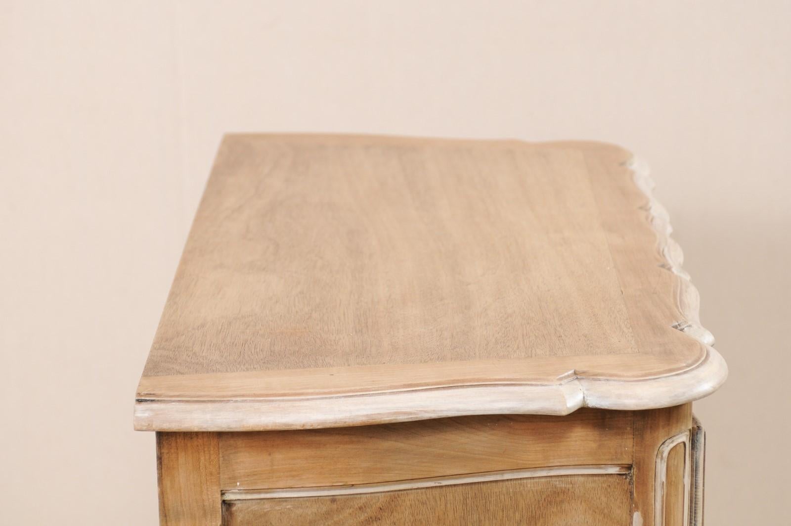 French Mid-20th Century Two-Drawer Elegantly Raised Bleached Wood Chest 6