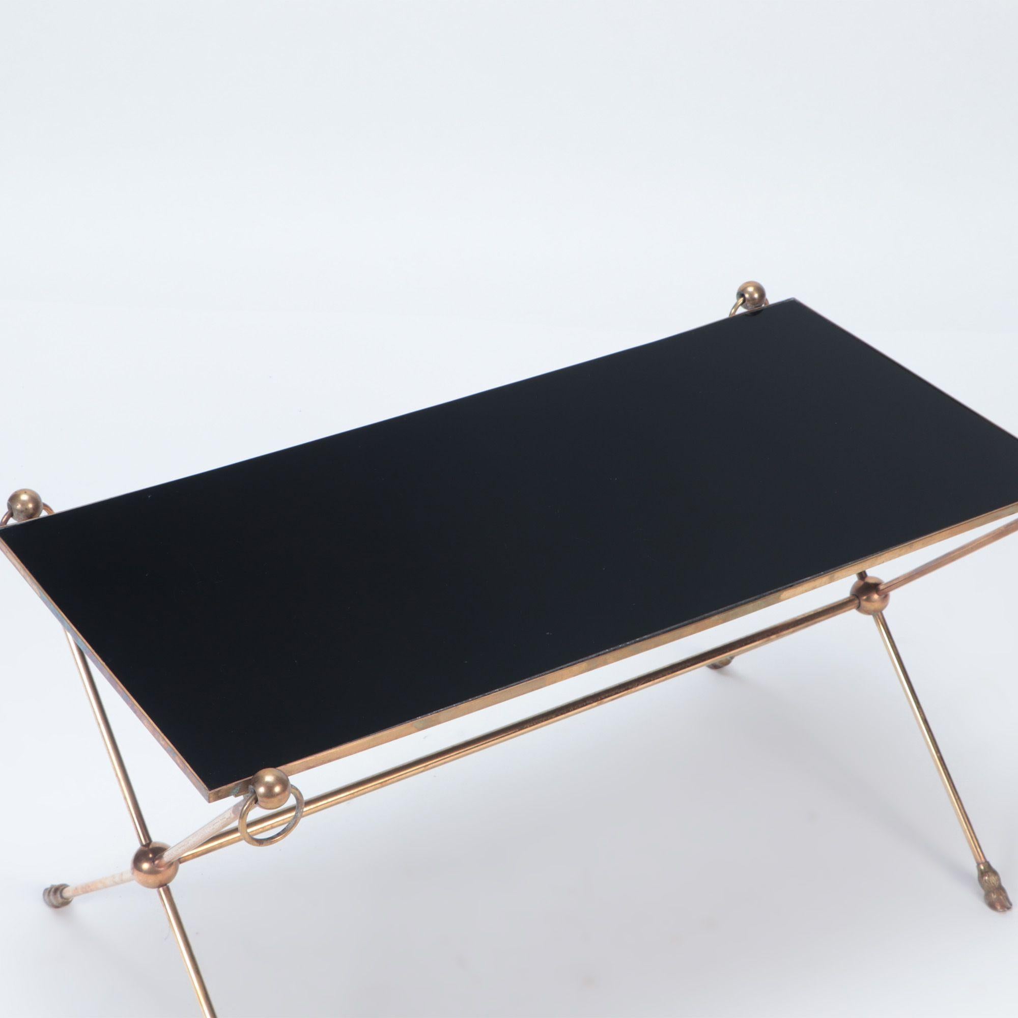 French Mid Century Brass Opaline Coffee Table, circa 1950 In Good Condition For Sale In Philadelphia, PA