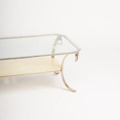 French Mid-Century Bronze and Parchment Coffee Table in the Manner of Jean-Mic