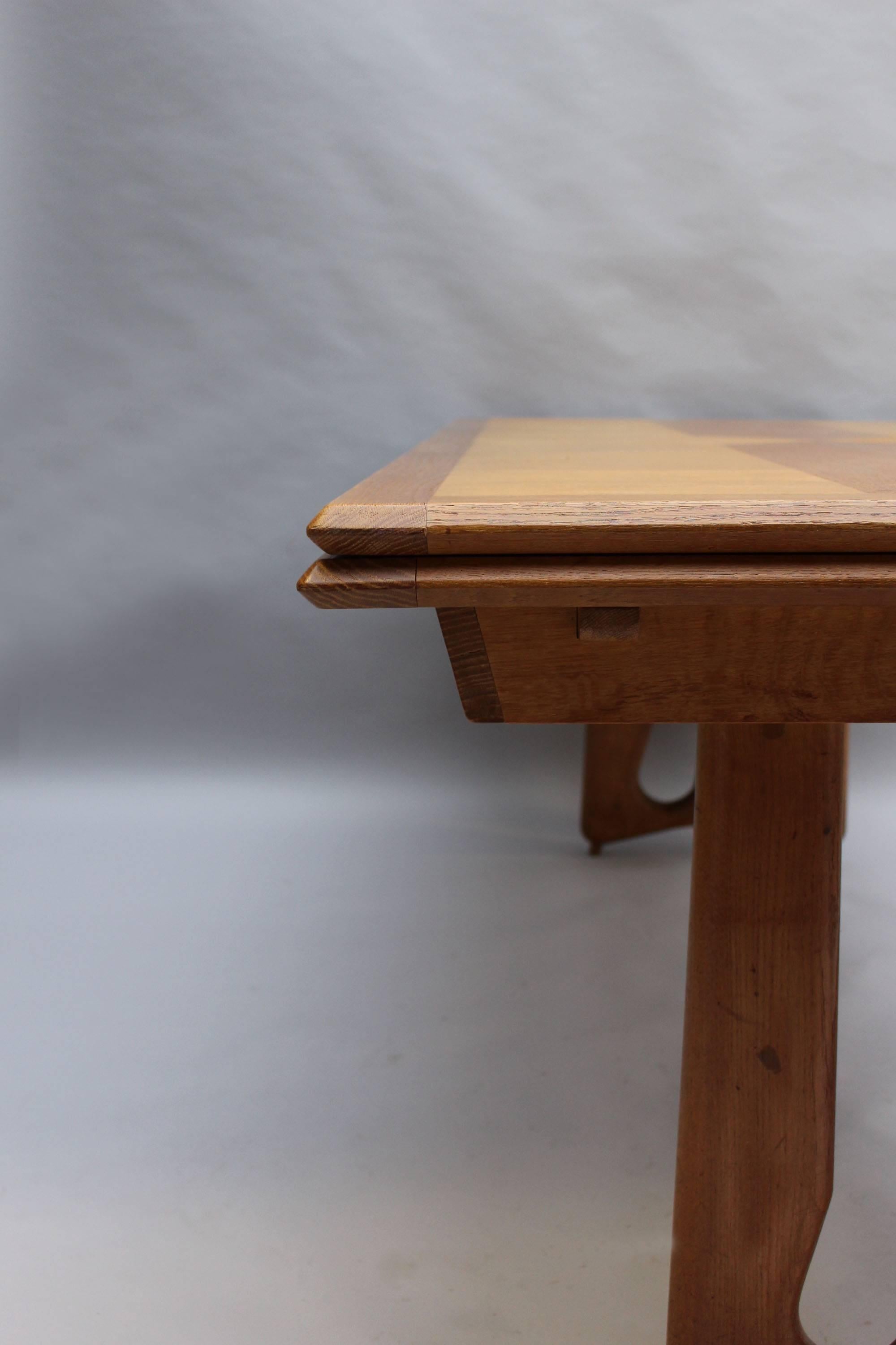 French Midcentury Extendable Oak Table by Guillerme et Chambron 8