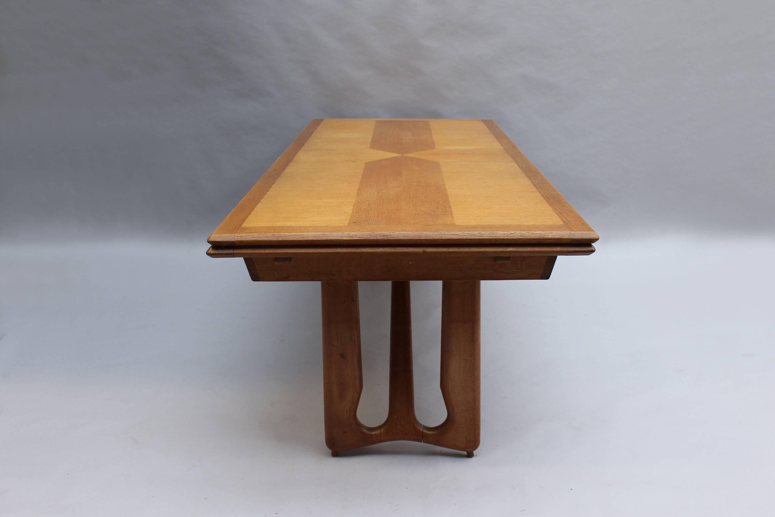 Mid-20th Century French Midcentury Extendable Oak Table by Guillerme et Chambron