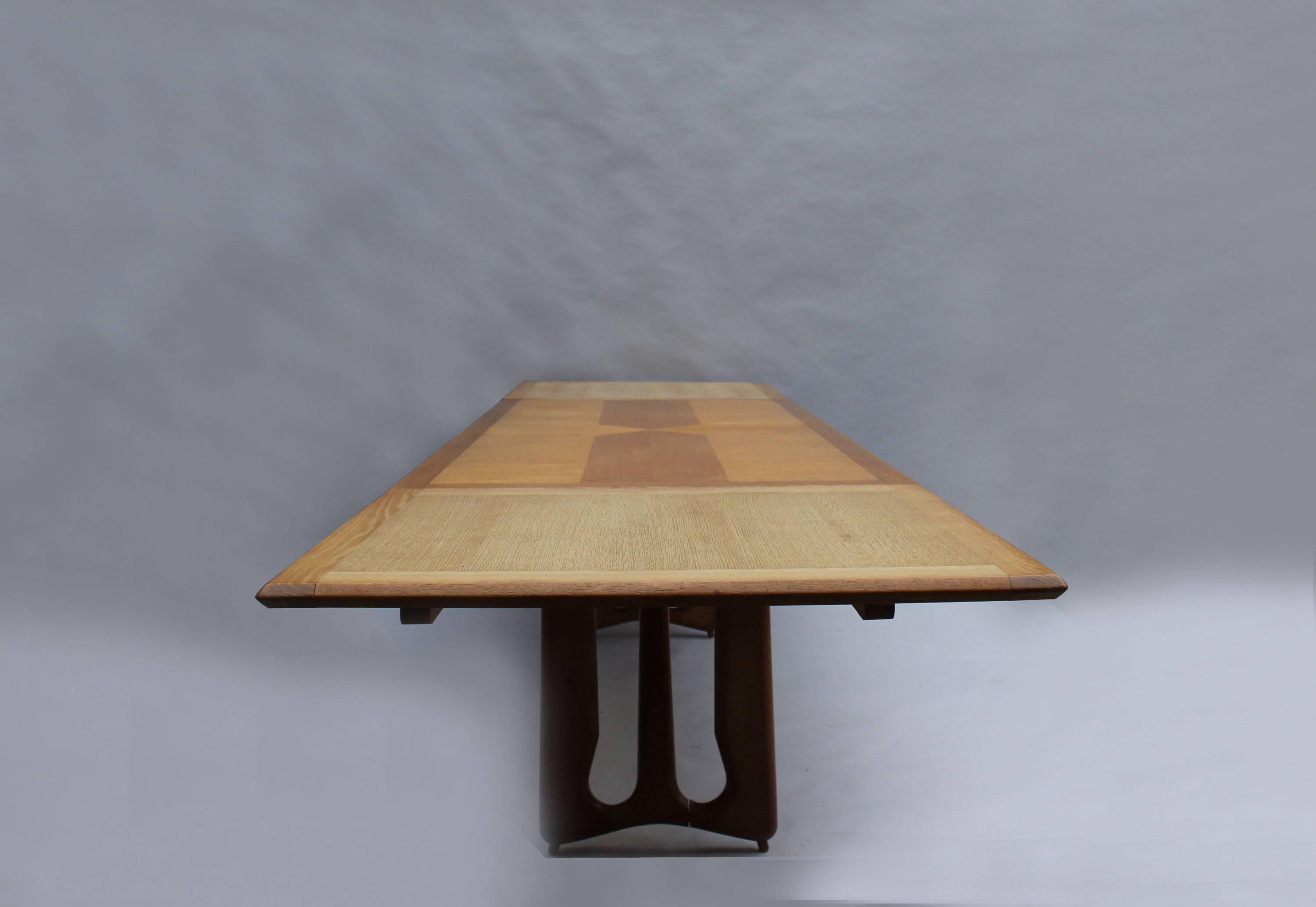 French Midcentury Extendable Oak Table by Guillerme et Chambron 2