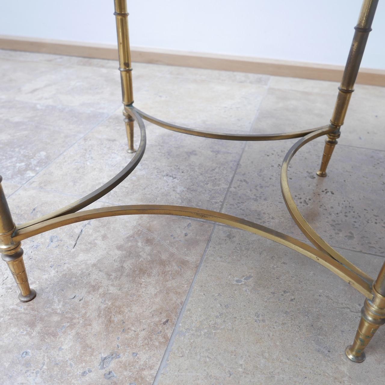 French Midcentury Marble and Brass Circular Coffee Table 4