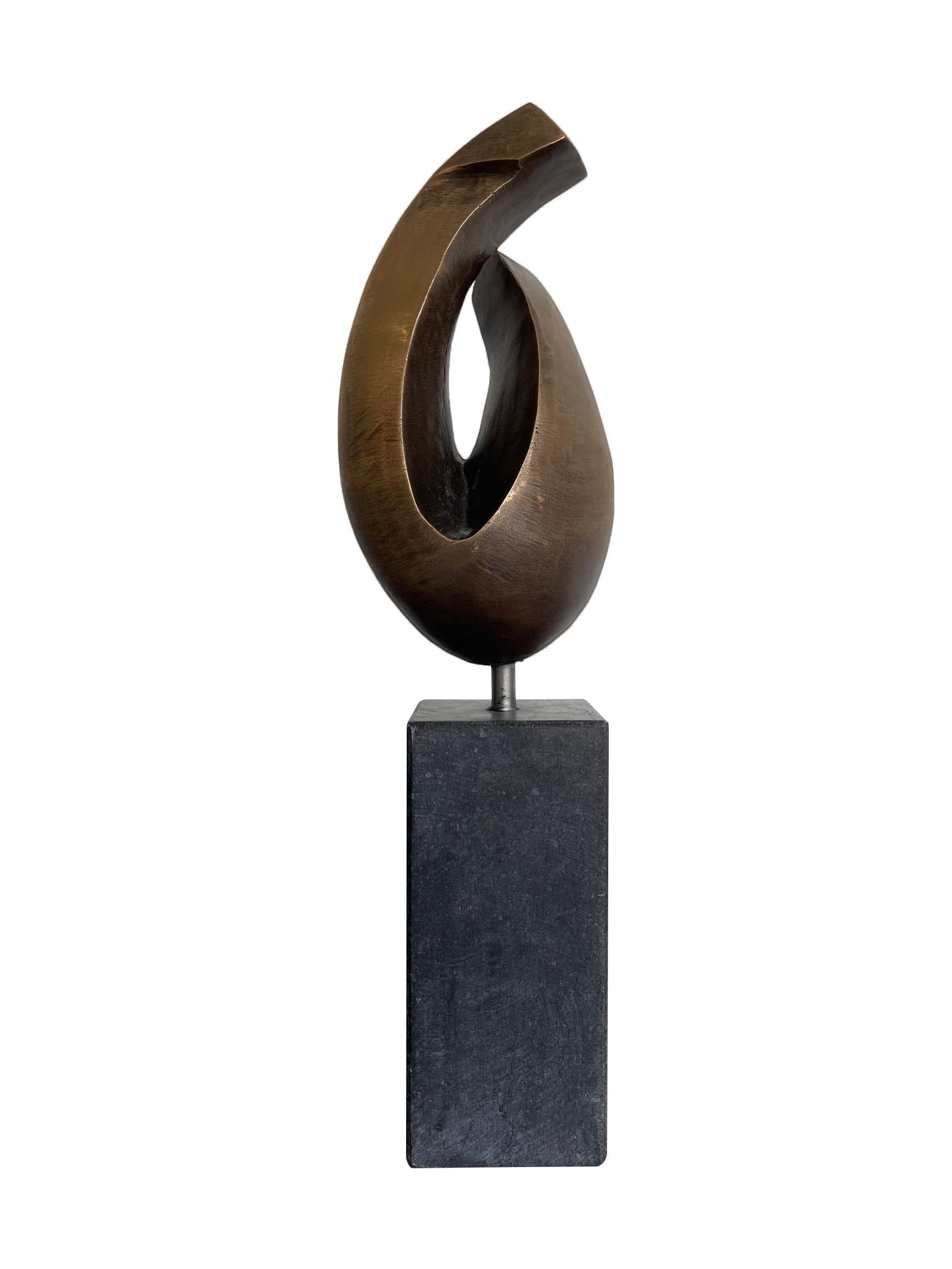 French Midcentury Abstract Bronze Sculpture Mounted on a Black Marble Plinth In Good Condition In London, GB