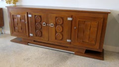 French Modern Chestnut 4-Door Credenza, Charles Dudouyt