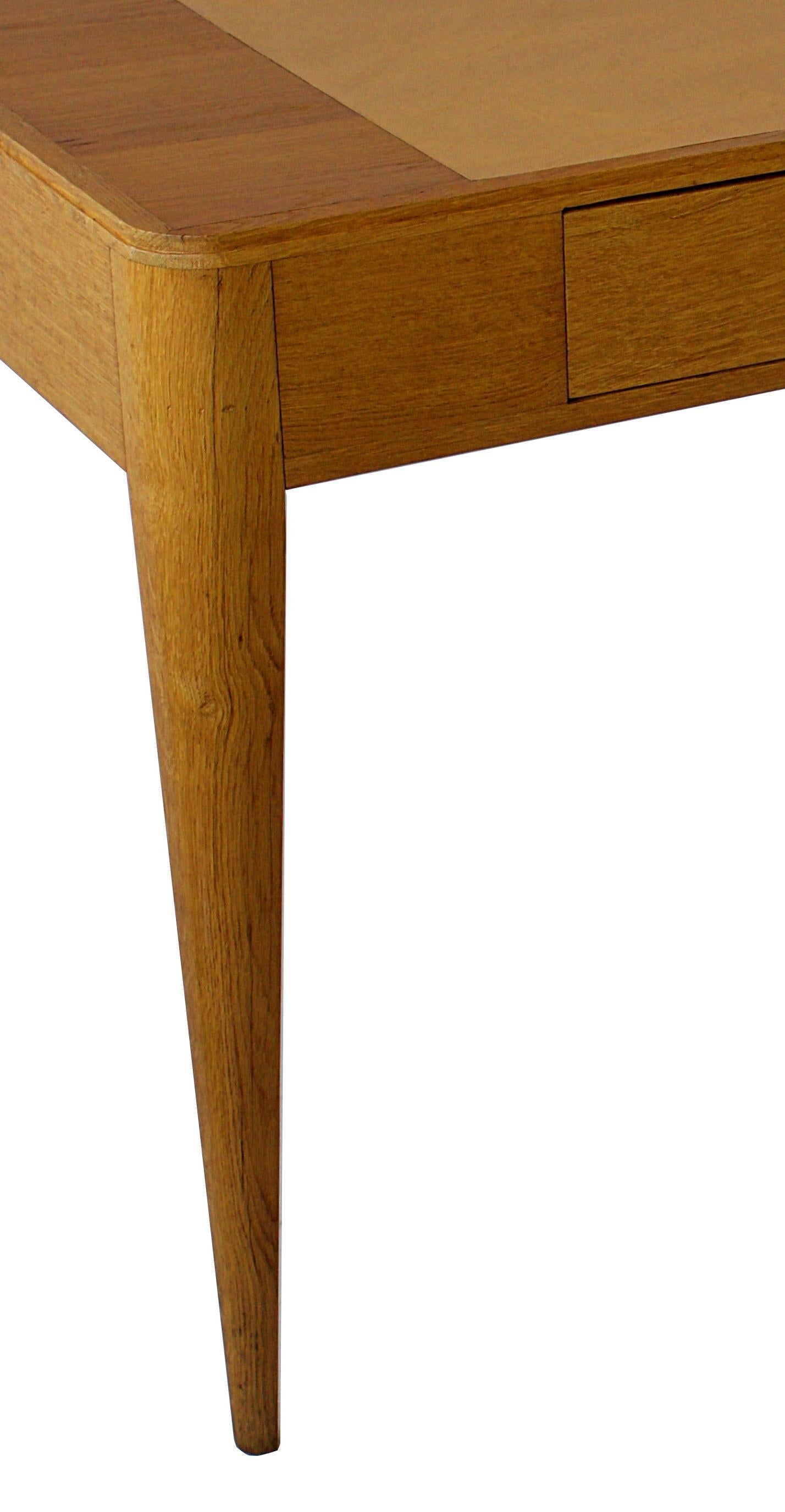 French Modern Oak and Leather Desk, Émile Jacques Ruhlmann 1