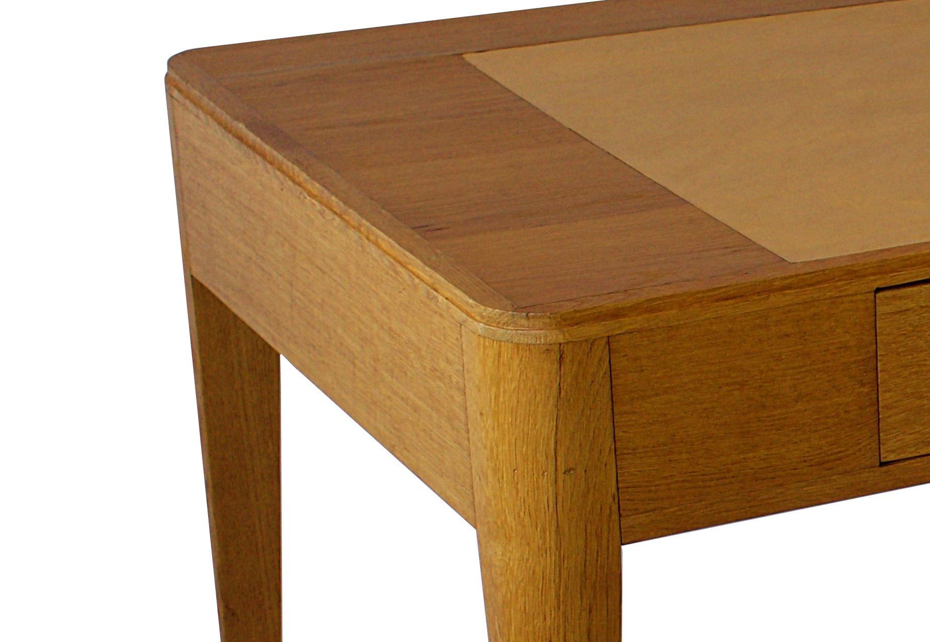 French Modern Oak and Leather Desk, Émile Jacques Ruhlmann 2
