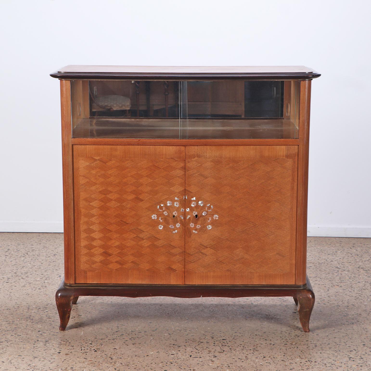 20th Century A French Modernist Bar Cabinet, in the Manner of Jules Leleu, C. 1950. For Sale