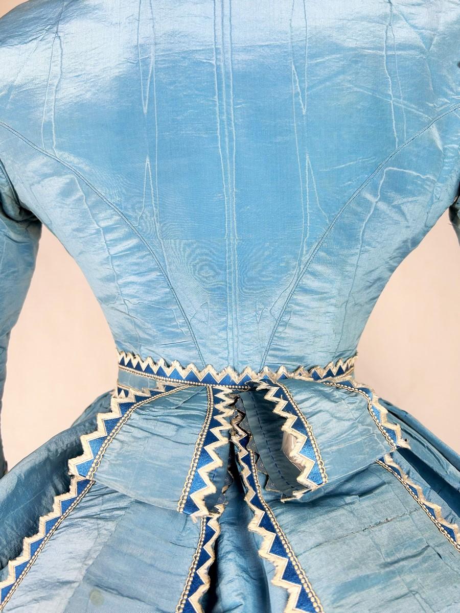 A French moiré silk day Crinoline dress Circa 1865 7