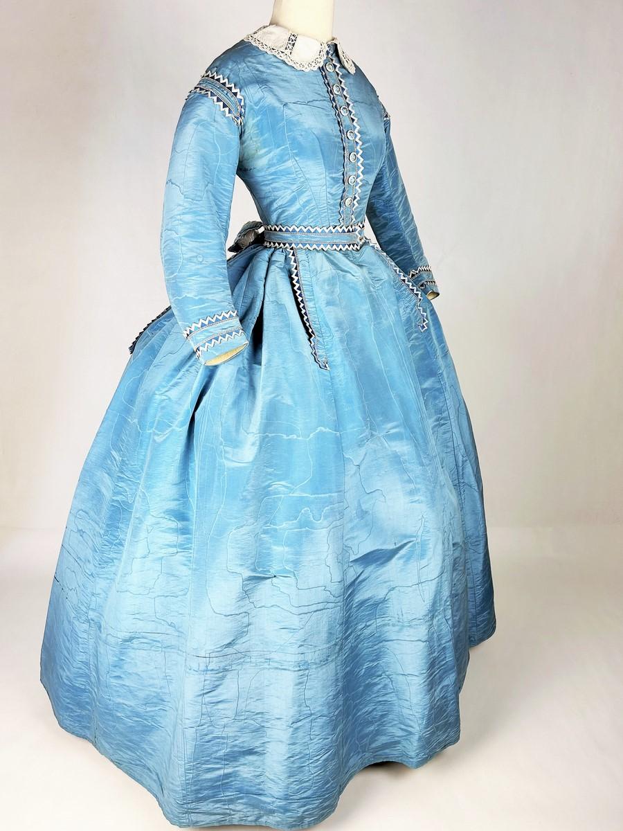 A French moiré silk day Crinoline dress Circa 1865 2