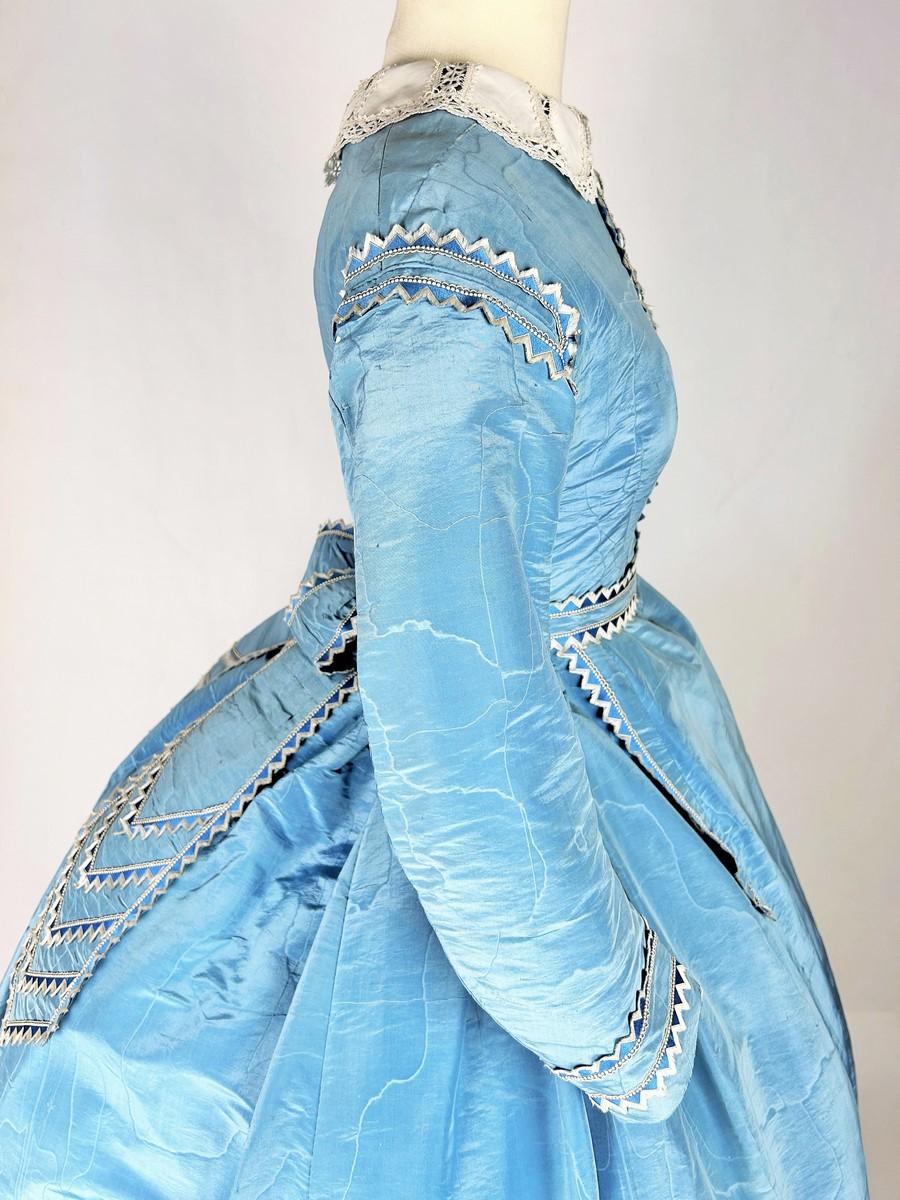 A French moiré silk day Crinoline dress Circa 1865 3