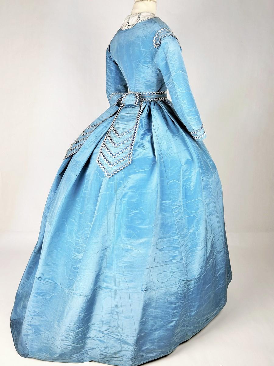 A French moiré silk day Crinoline dress Circa 1865 4