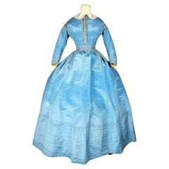 A French moiré silk day Crinoline dress Circa 1865