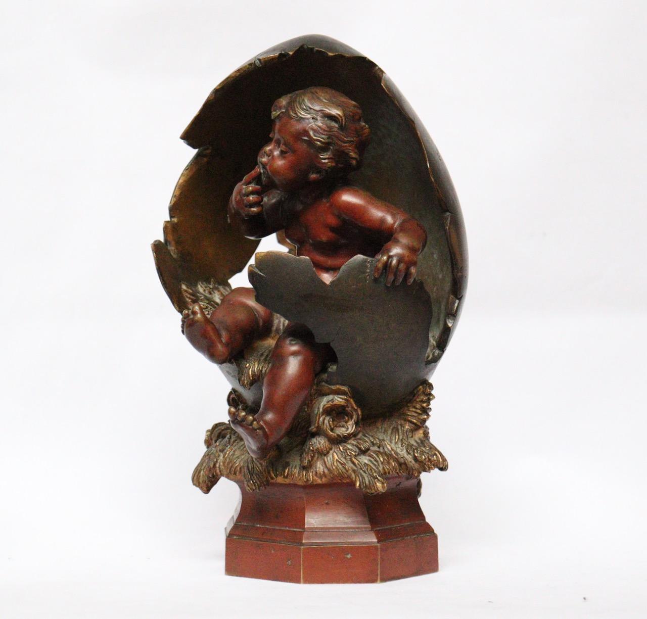 A French Napoléon III Bronze Cherub Figure by Auguste Moreau (1834-1917) 1