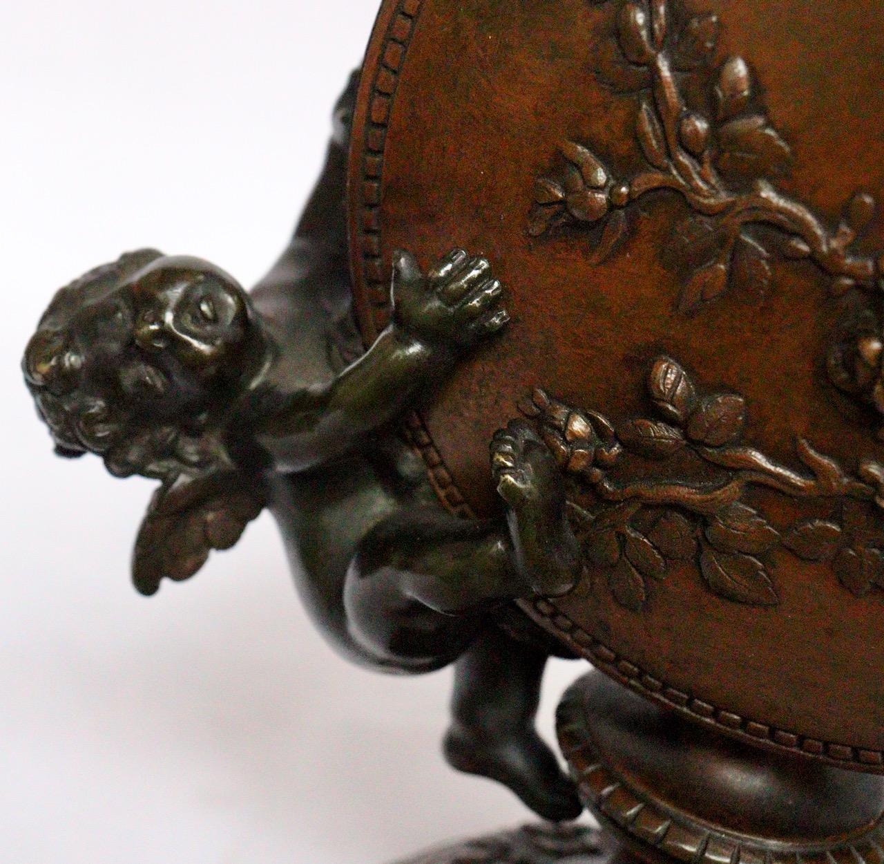 French Napoléon III Bronze Putti Vase by Auguste Moreau 9