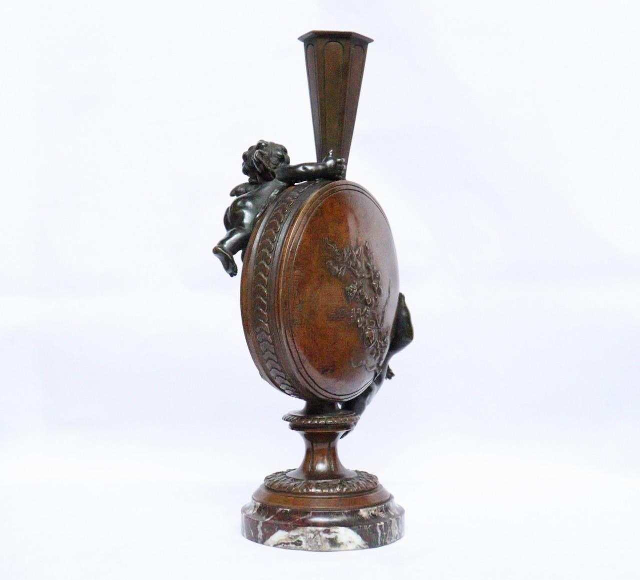 French Napoléon III Bronze Putti Vase by Auguste Moreau 2