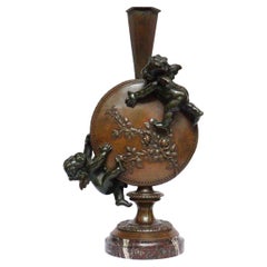 French Napoléon III Bronze Putti Vase by Auguste Moreau
