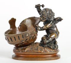 Französische Napoleon III.-Bronze-Ablageschale von Auguste Moreau (1834-1917)
