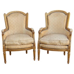 French Napoléon III Large Pair of Giltwood Bergères, circa 1880