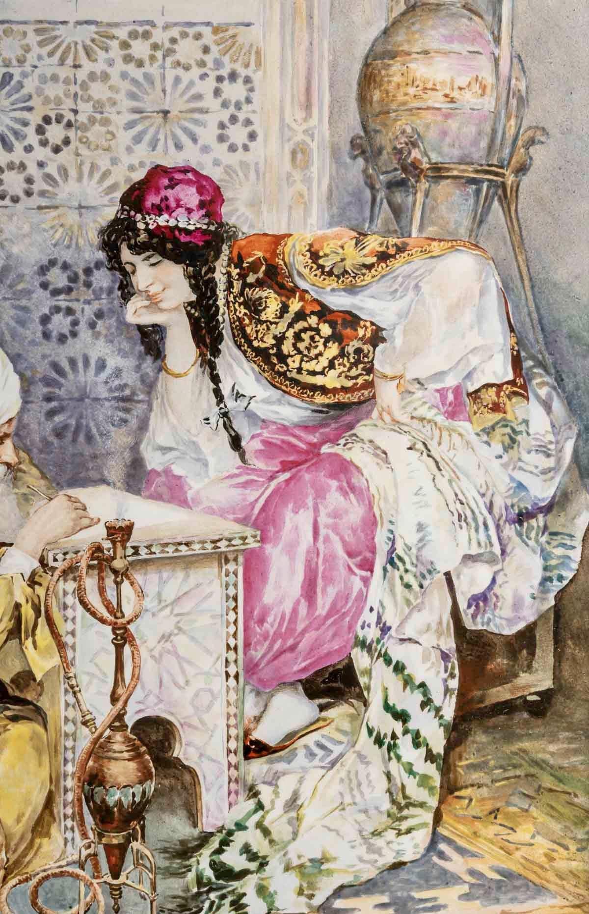 Pareja de grandes placas de porcelana orientalista francesa Napoleón III, 1908 5