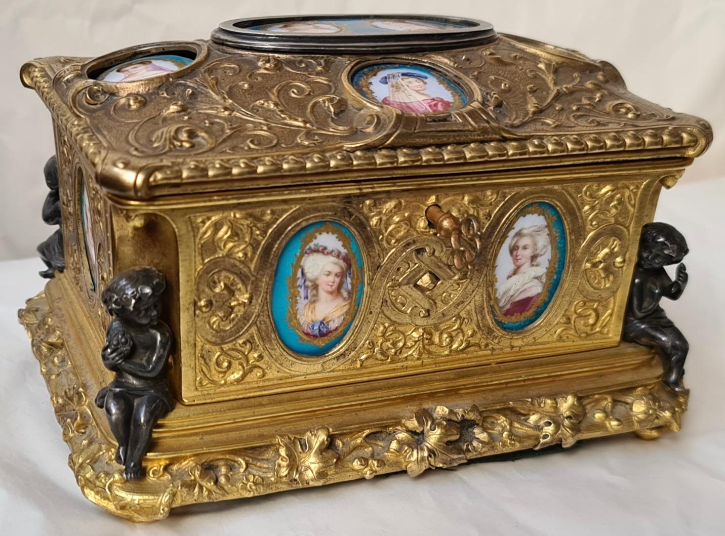 Late 19th Century French Napoléon III Ormolu and Sèvres Porcelain Jewelry Casket