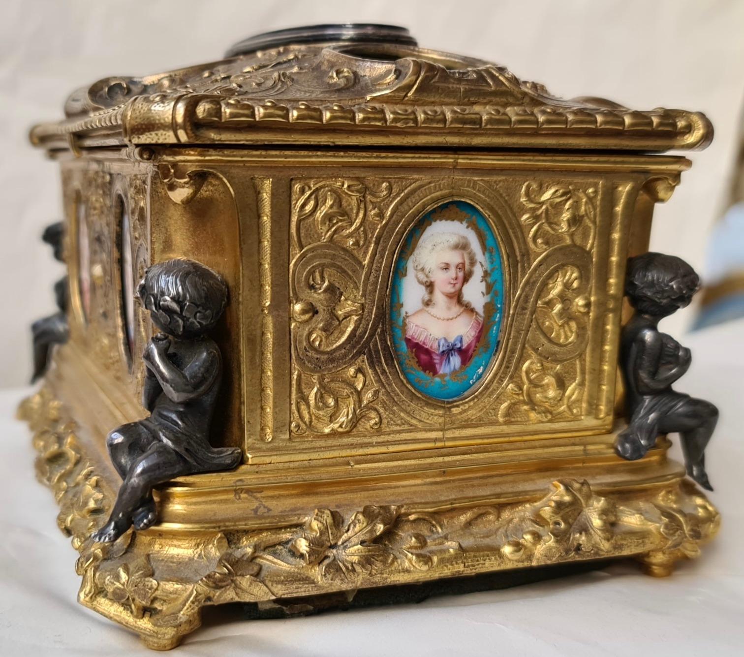 Bronze French Napoléon III Ormolu and Sèvres Porcelain Jewelry Casket