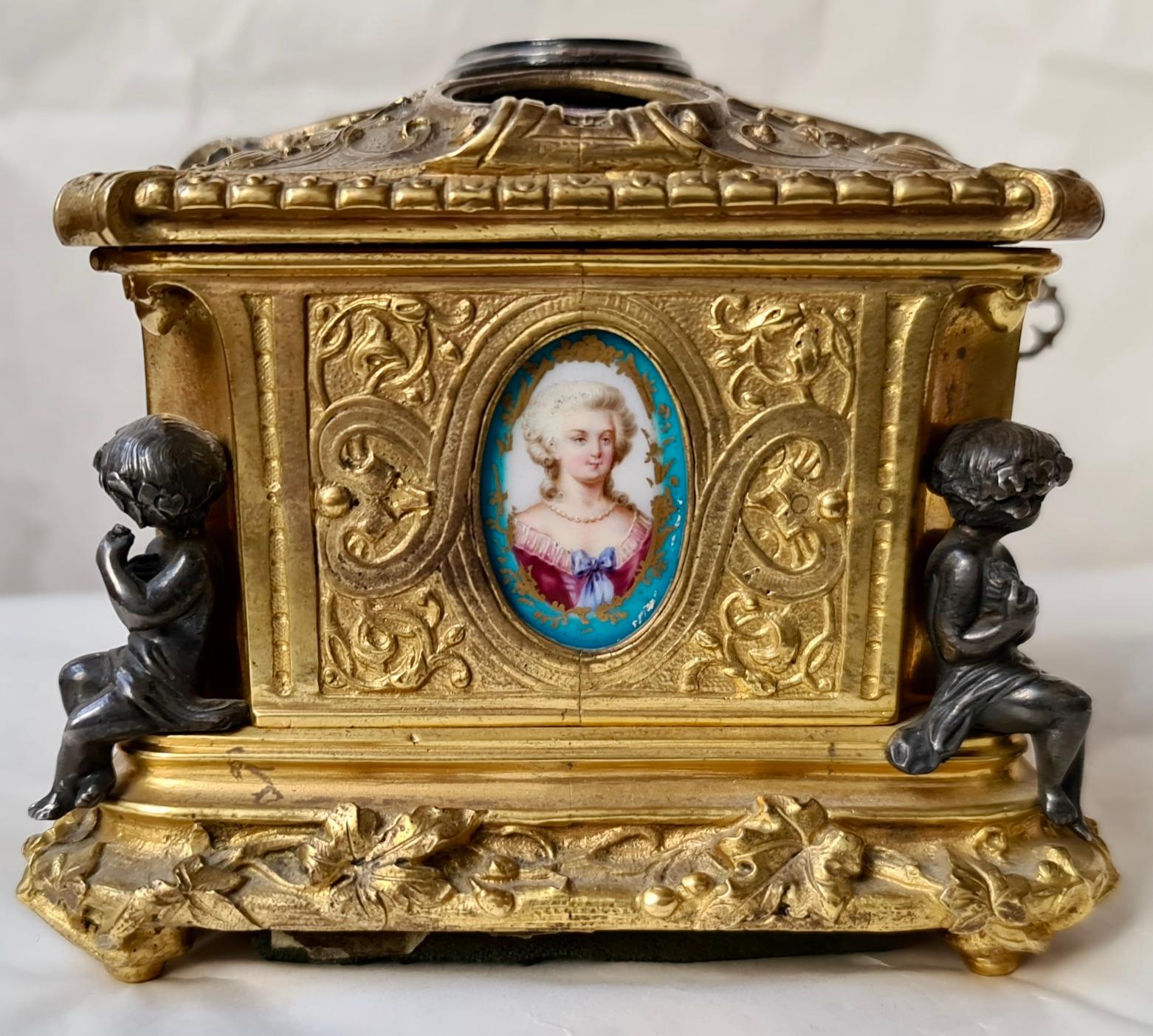 French Napoléon III Ormolu and Sèvres Porcelain Jewelry Casket 1