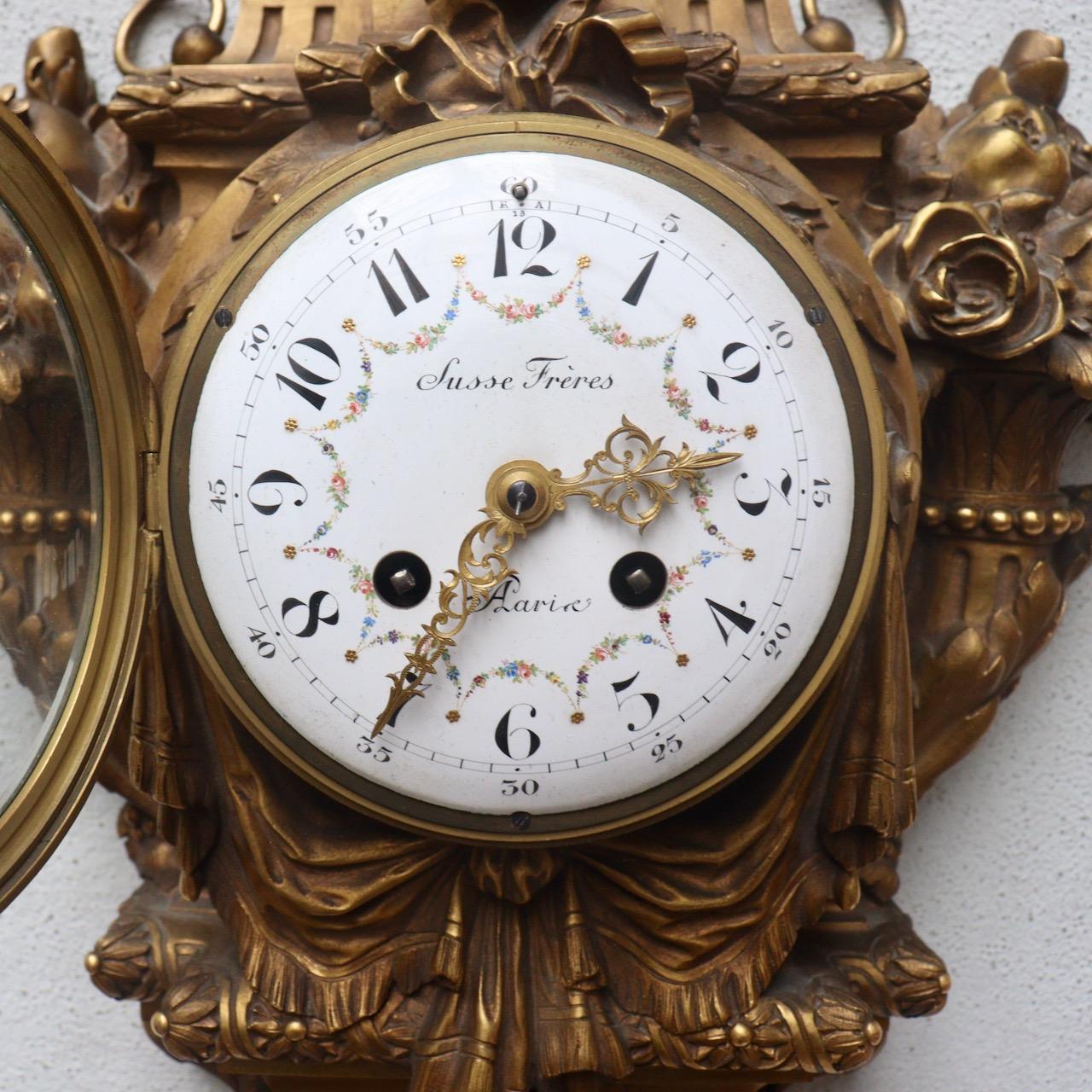 A French Napoléon III Ormolu Cartel Clock by Susse Frères Paris circa 1870 For Sale 3