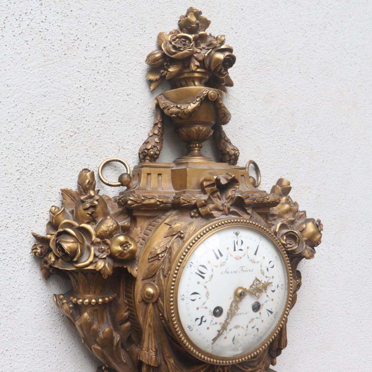 Louis XVI A French Napoléon III Ormolu Cartel Clock by Susse Frères Paris circa 1870 For Sale
