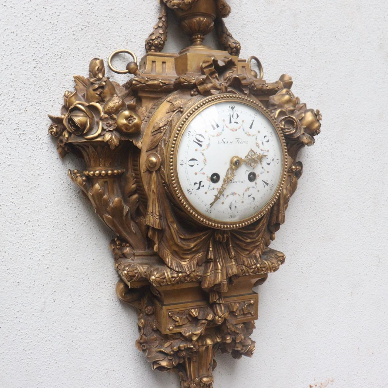 Gilt A French Napoléon III Ormolu Cartel Clock by Susse Frères Paris circa 1870 For Sale