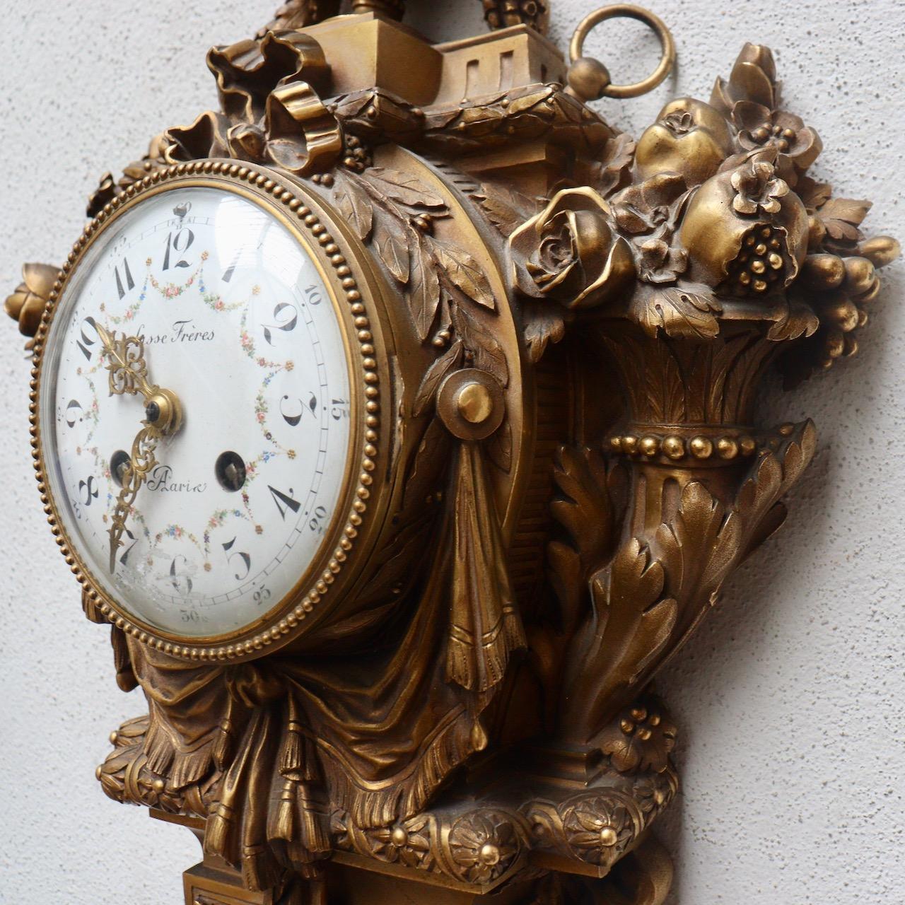 A French Napoléon III Ormolu Cartel Clock by Susse Frères Paris circa 1870 For Sale 1