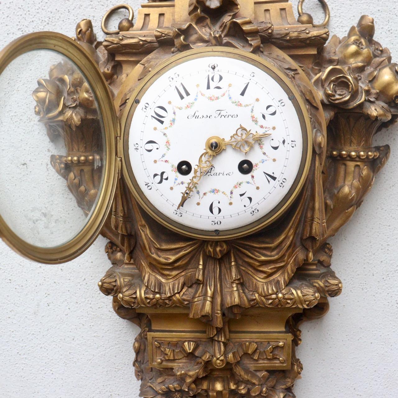 A French Napoléon III Ormolu Cartel Clock by Susse Frères Paris circa 1870 For Sale 2