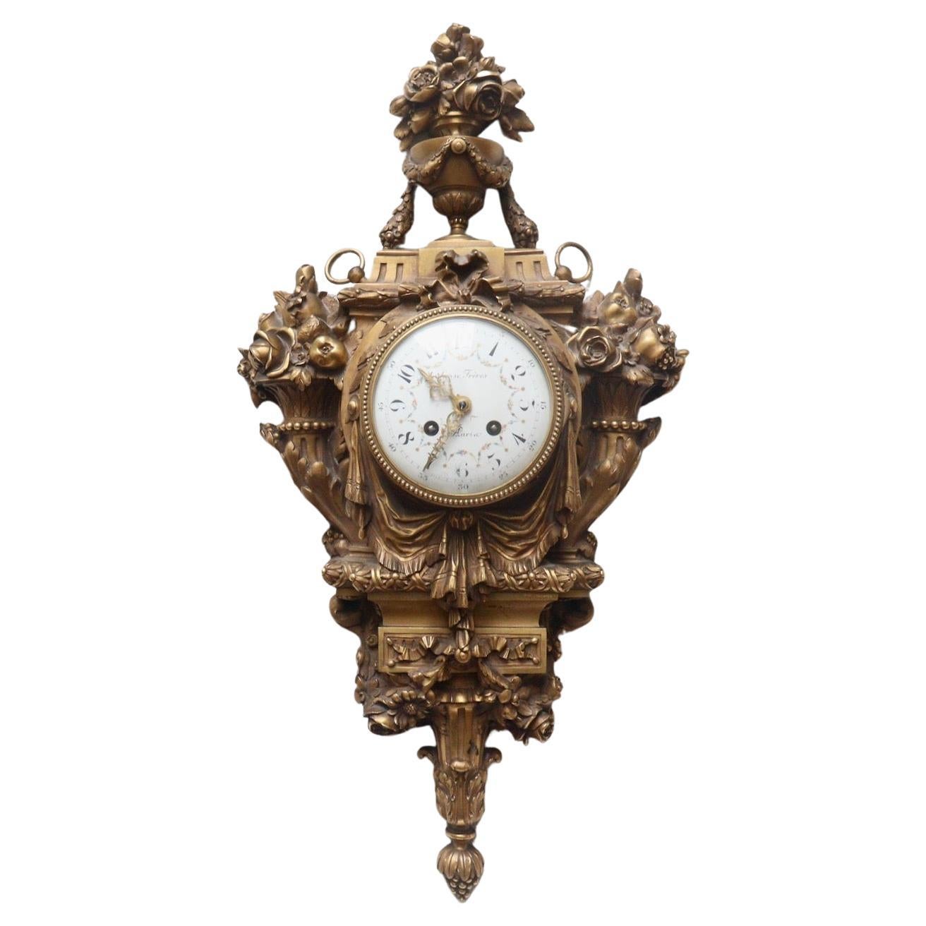A French Napoléon III Ormolu Cartel Clock by Susse Frères Paris circa 1870 For Sale