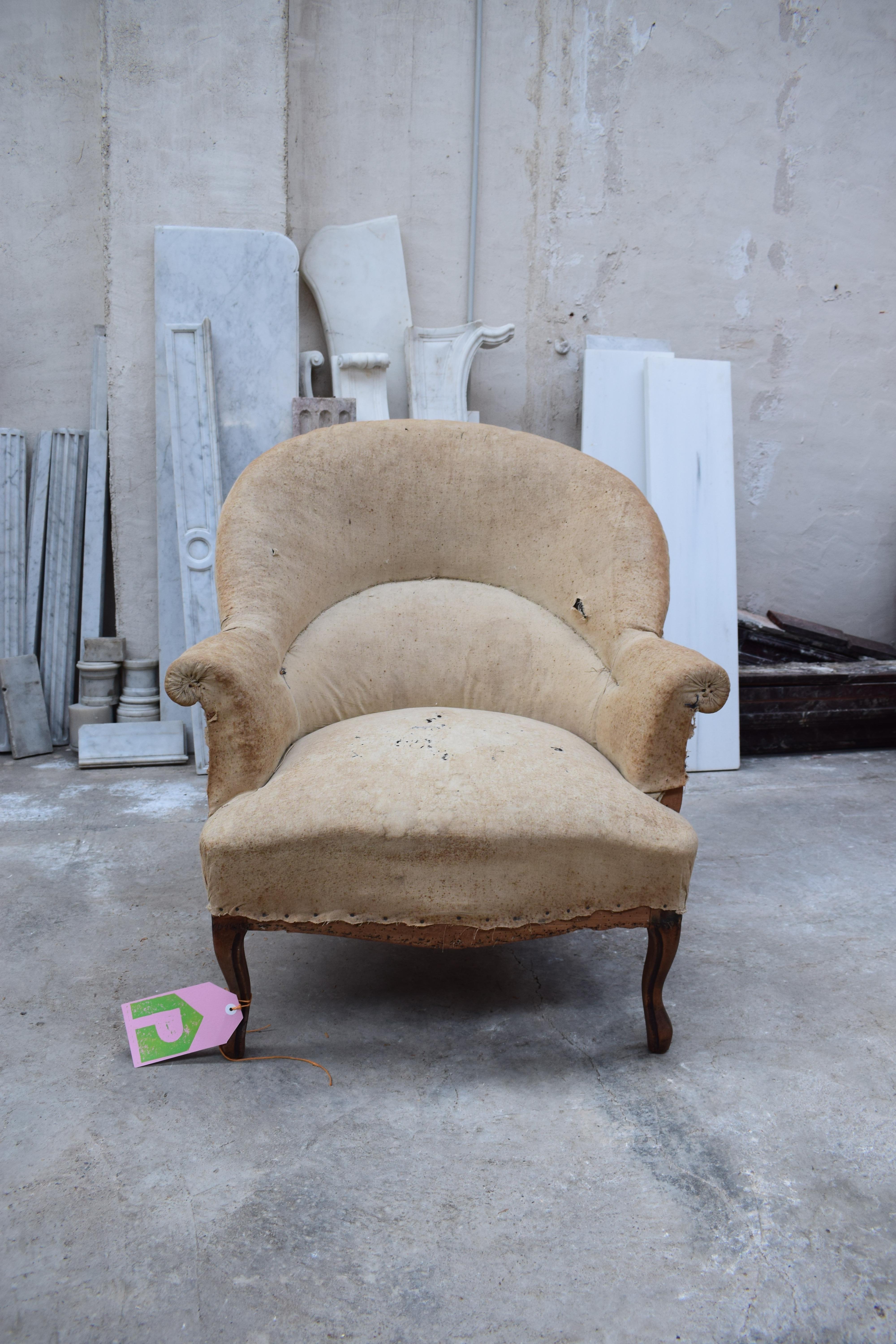 19th Century French Napoleon III Style Tub Chair Dating from Around 1850
