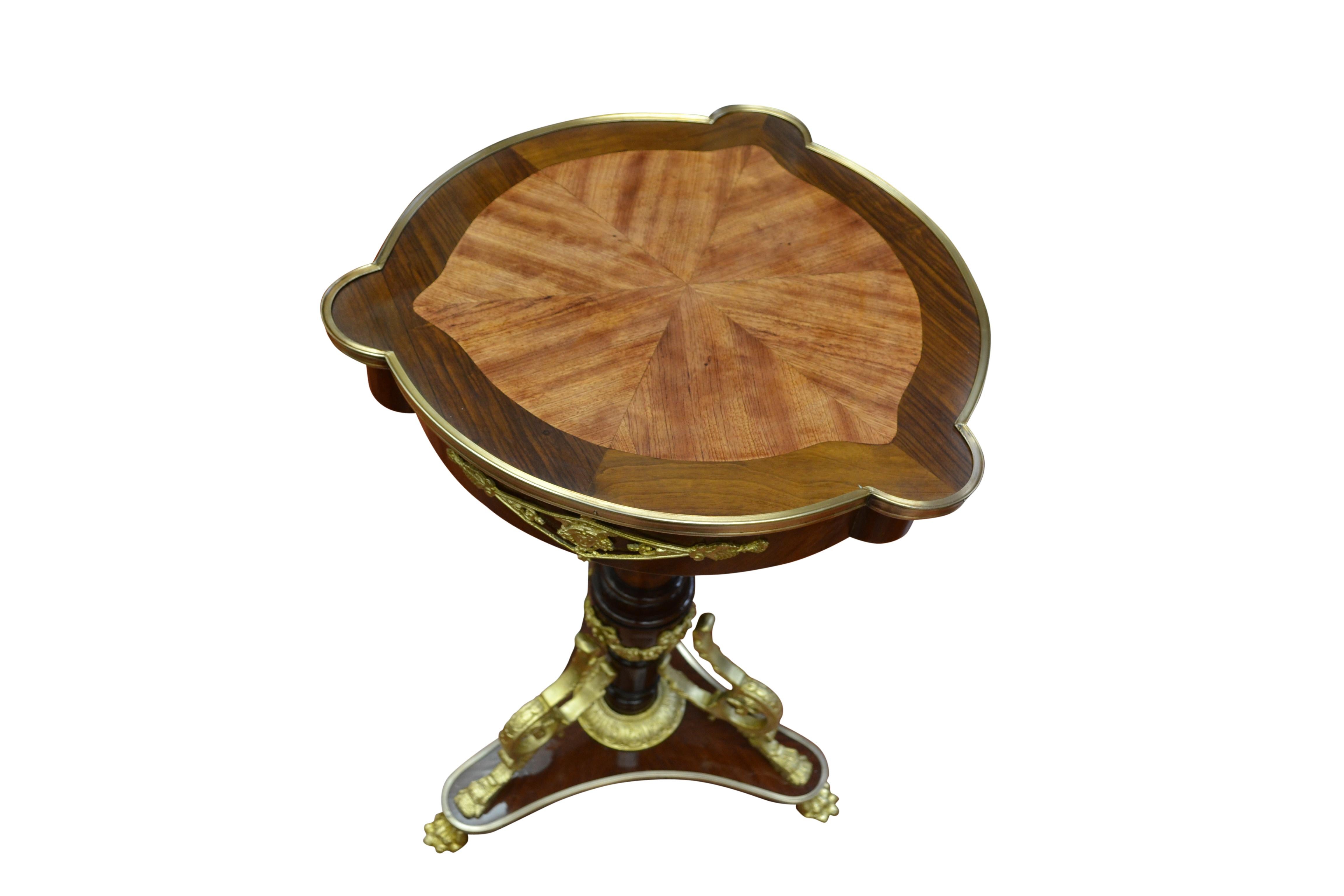 19th Century French Napoleon III Style Tulipwood and Mahogany Table For Sale