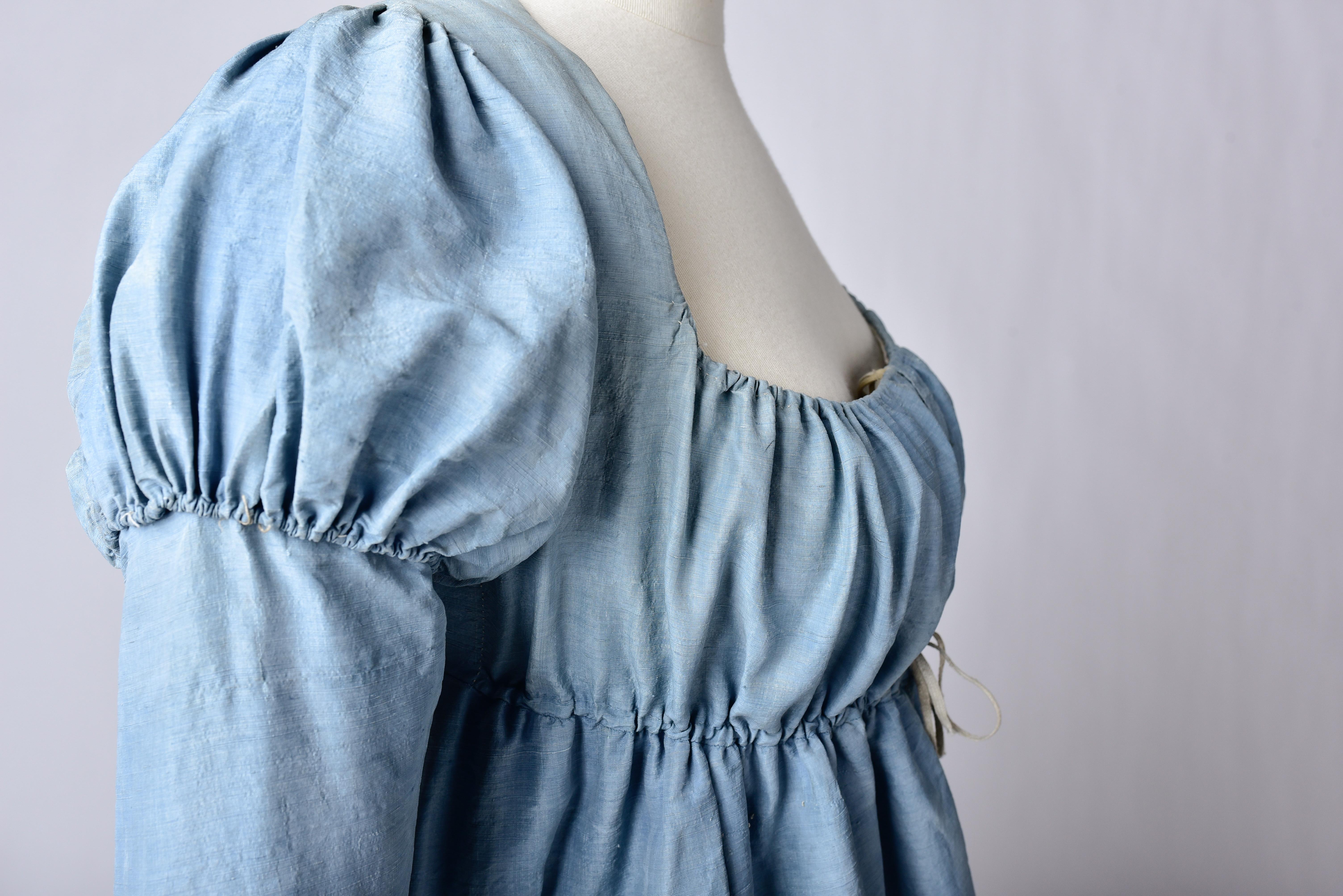 A French Napoleonic Pastel blue Silk Regency Dress Circa 1800-1805 2