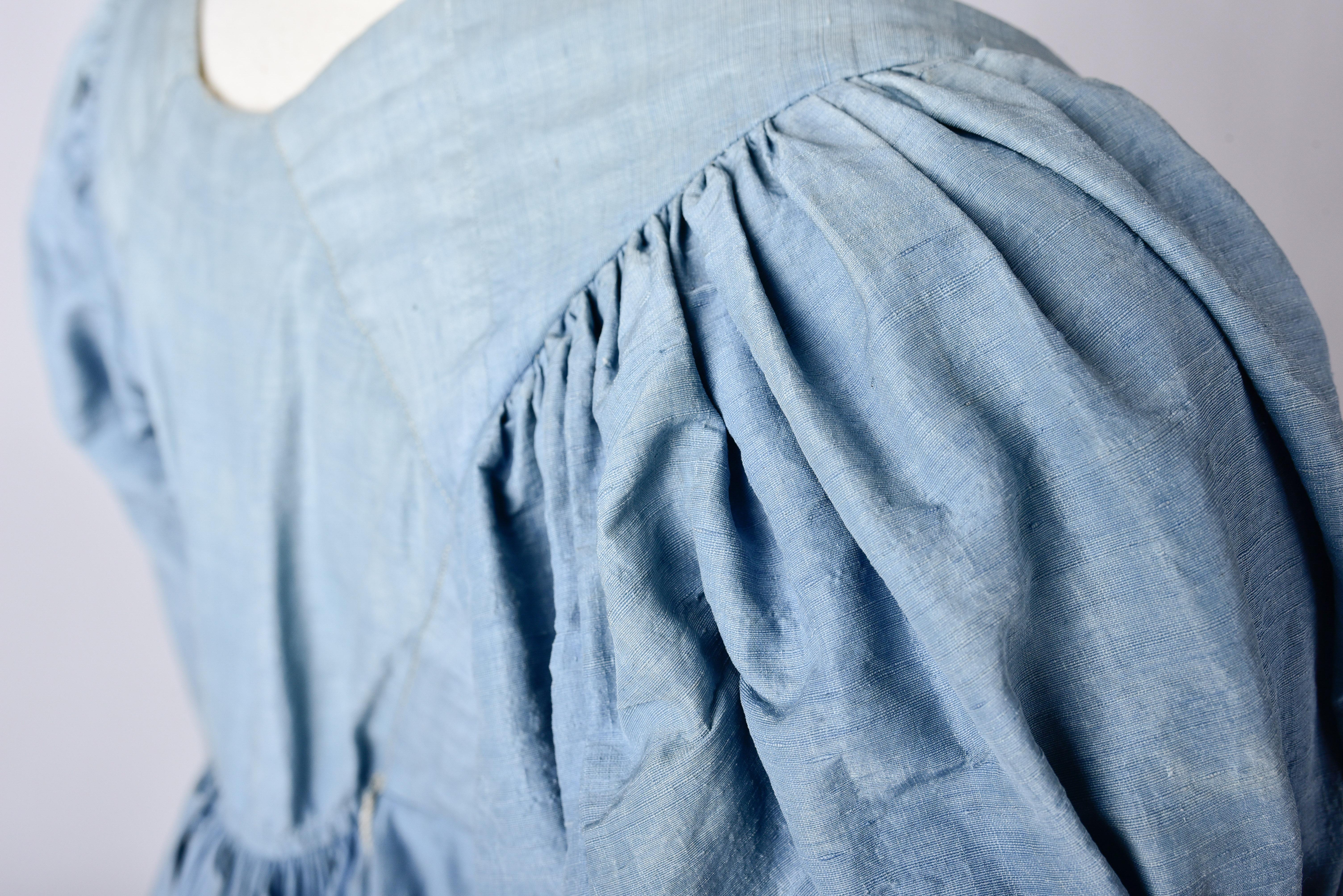 A French Napoleonic Pastel blue Silk Regency Dress Circa 1800-1805 4
