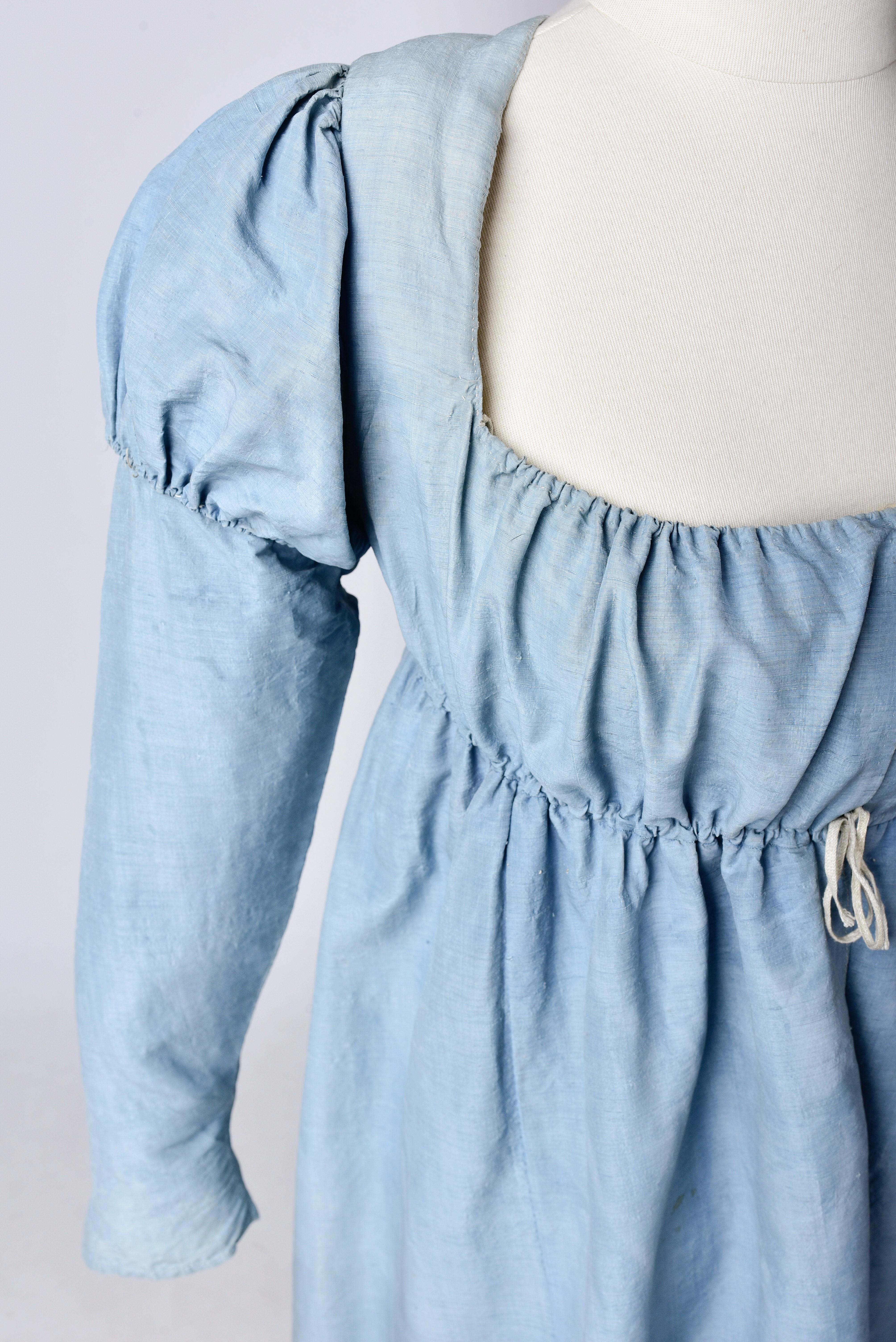 A French Napoleonic Pastel blue Silk Regency Dress Circa 1800-1805 1