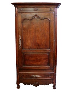 French Narrow Walnut Armoire