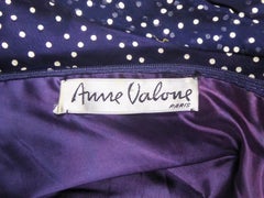 A French Navy Chiffon Cocktail Dress with White Polka Dots Circa 1975