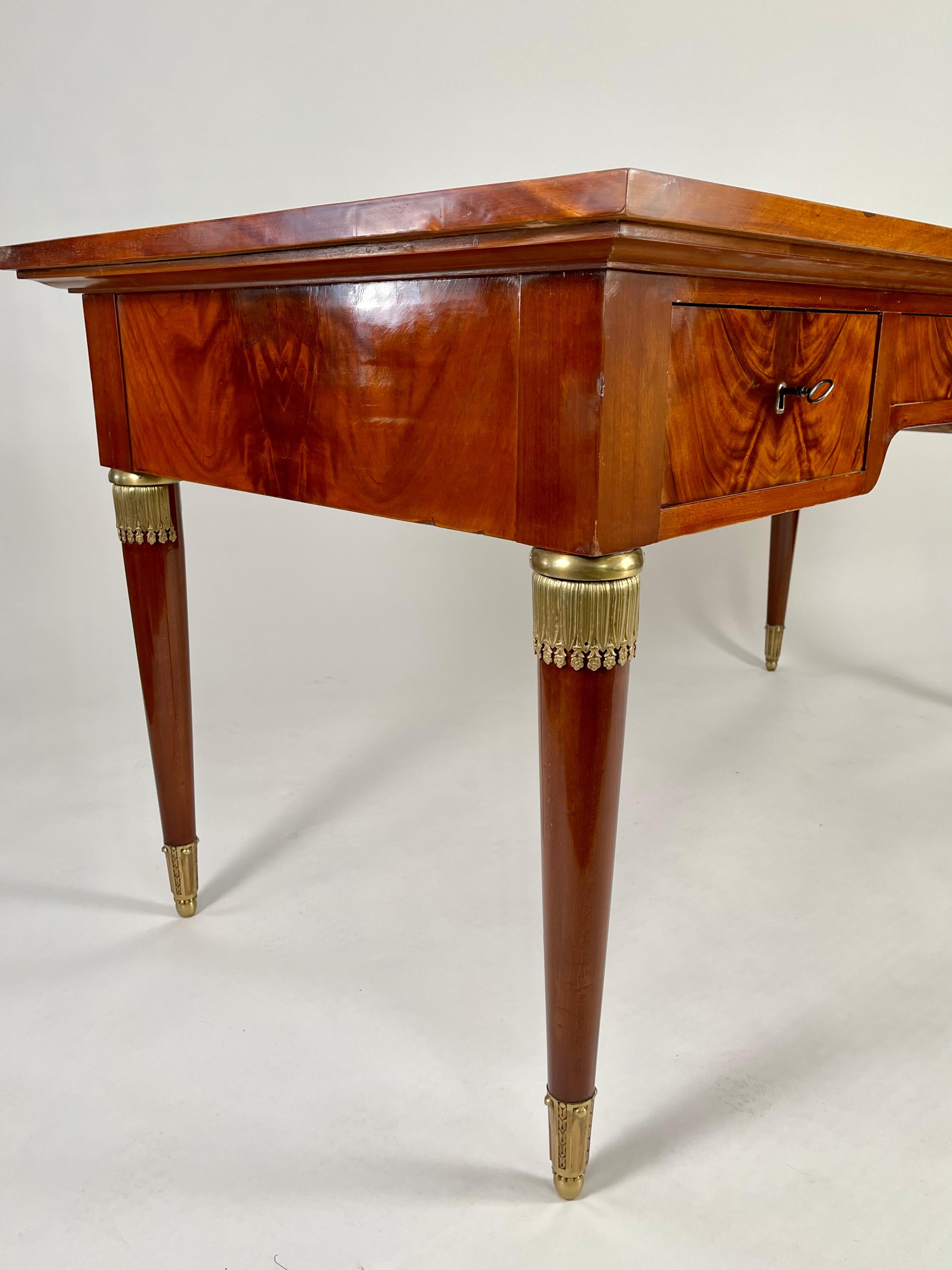 French Neoclassical Empire Style Mahogany Leather Top Desk 8