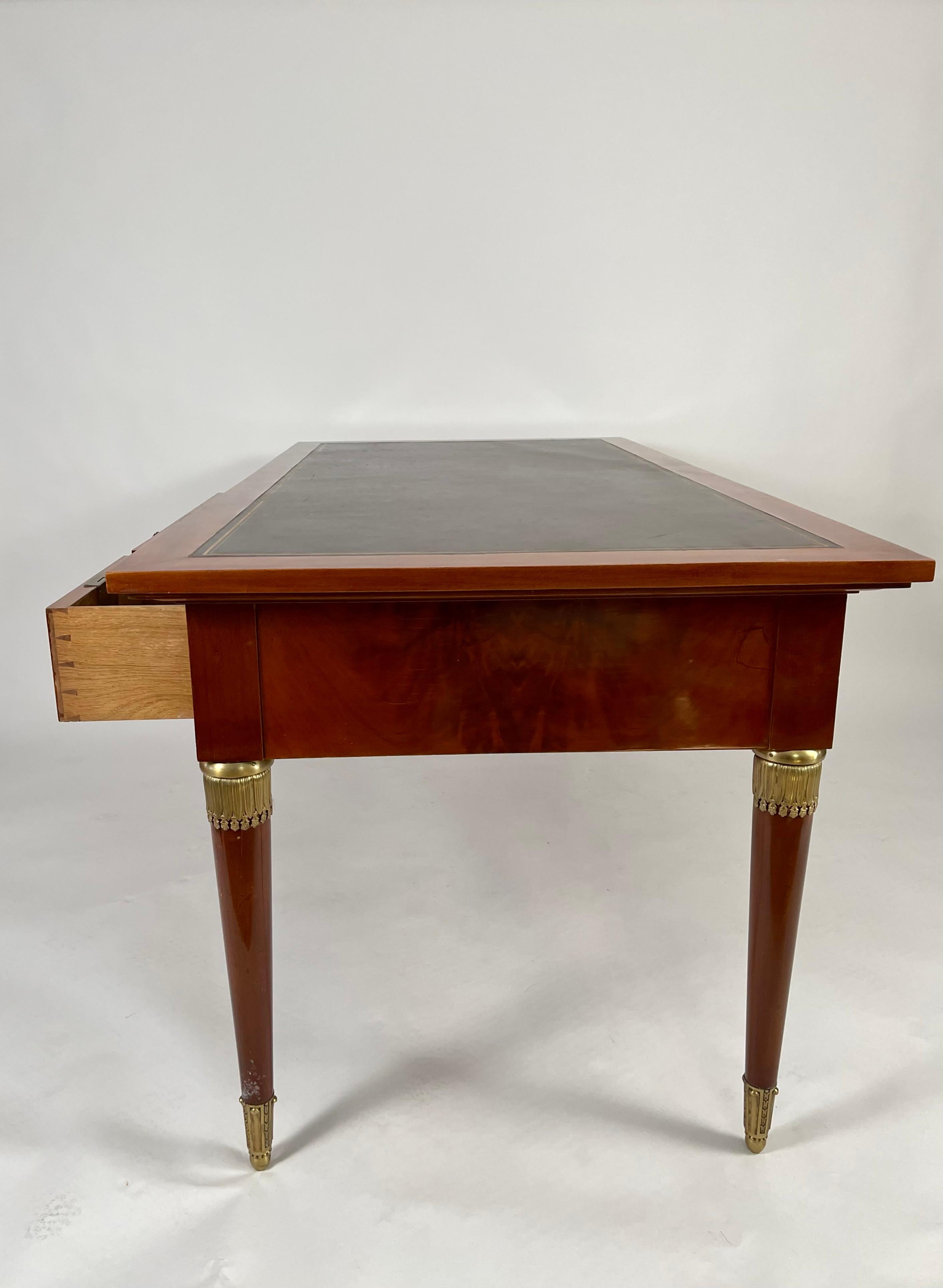 French Neoclassical Empire Style Mahogany Leather Top Desk 3