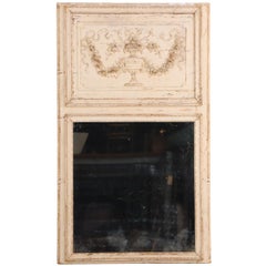 A French Neoclassical style Painted Wood Trumeau Mirror, C. 1890.