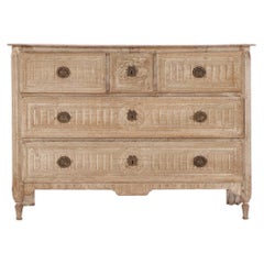 Antique A French Neoclassical white washed and carved oak commode, C. 1850.