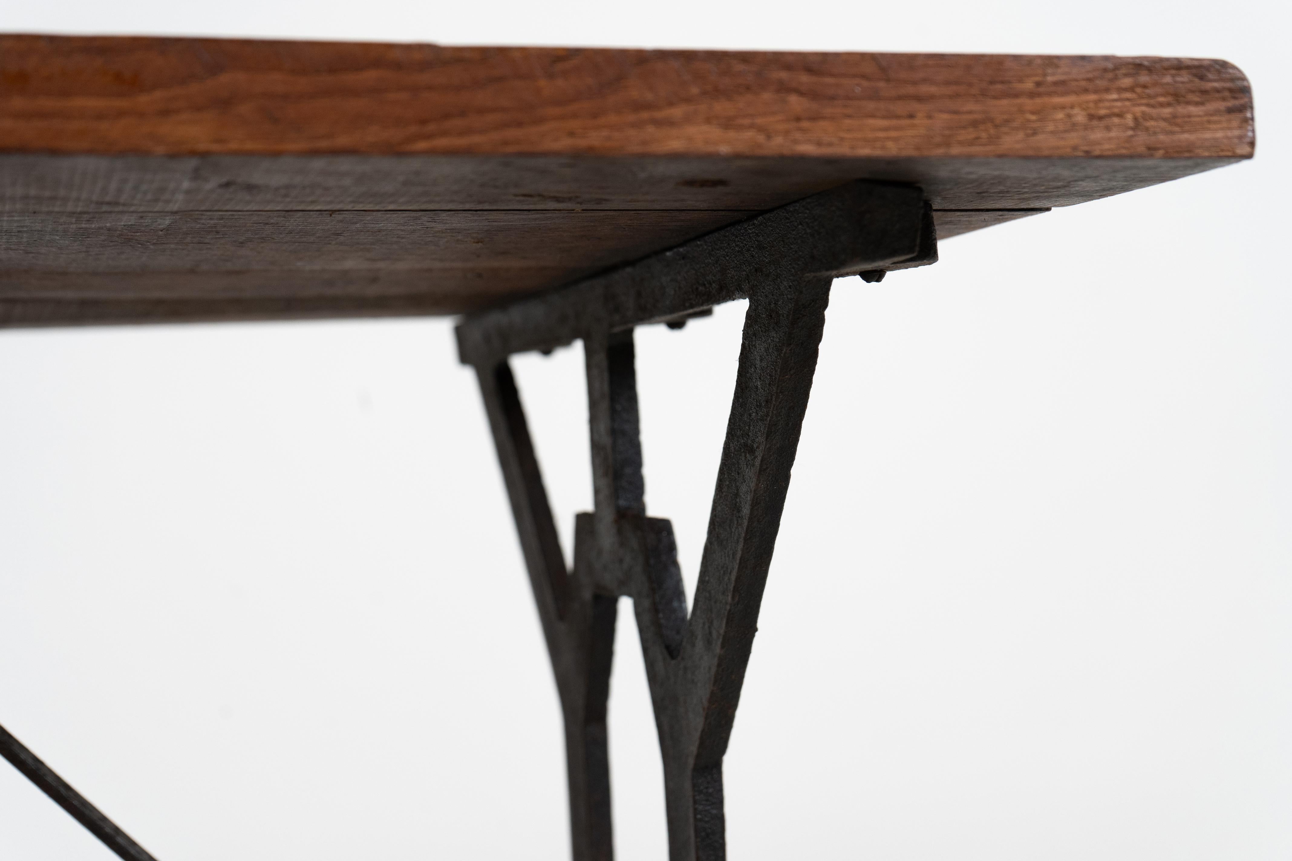 Iron A French Oak Bistro Table, c. 1930 For Sale